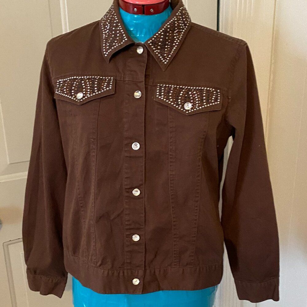SML Sport Boho Western Studded 100% Cotton Shirt Jacket Women Size L